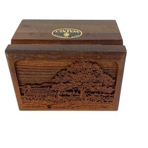 Solid American Walnut Trinket Box Pioneer Scene Laser Engraved USA 4"x3"x1.5"